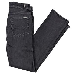 7 For All Mankind Black Denim Jeans with Raw Hem